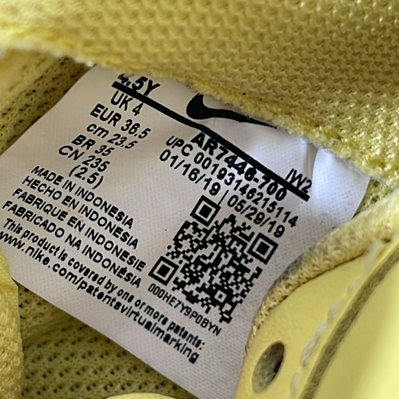 NIKE Air Force 1 Low Shoes Yellow Purse Removable Swoosh‎ Black Size 4.5Y Youth - Picture 14 of 14